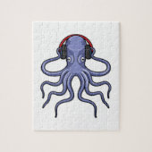 Octopus bij Muziek met hoofdtelefoon Legpuzzel (Verticaal)