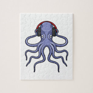 Octopus bij Muziek met hoofdtelefoon Legpuzzel