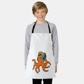 Octopus bij Muziek met hoofdtelefoon Schort (Gedragen)