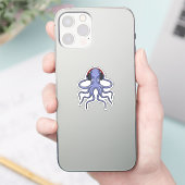 Octopus bij Muziek met hoofdtelefoon Sticker (Telefoon)