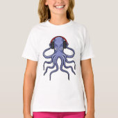 Octopus bij Muziek met hoofdtelefoon T-shirt (Voorkant)