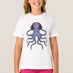 Octopus bij Muziek met hoofdtelefoon T-shirt