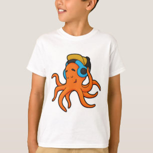 Octopus bij Muziek met hoofdtelefoon T-shirt