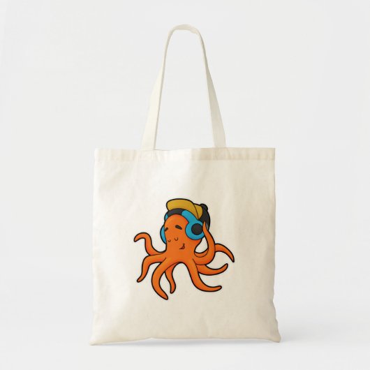 Octopus bij Muziek met hoofdtelefoon Tote Bag (Voorkant)
