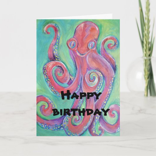 octopus birthday card kaart (Voorkant)