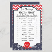 Octopus Birthday dit of dat spel (Voorkant / Achterkant)