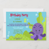 Octopus Birthday Uitnodiging (Voorkant)