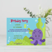 Octopus Birthday Uitnodiging (Staand voorkant)