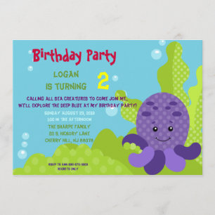 Octopus Birthday Uitnodiging