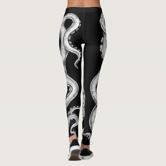 Octopus Black en White Ink Leggings (Achterkant)