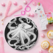 Octopus Black en White Ink Papieren Bordje (Feest)