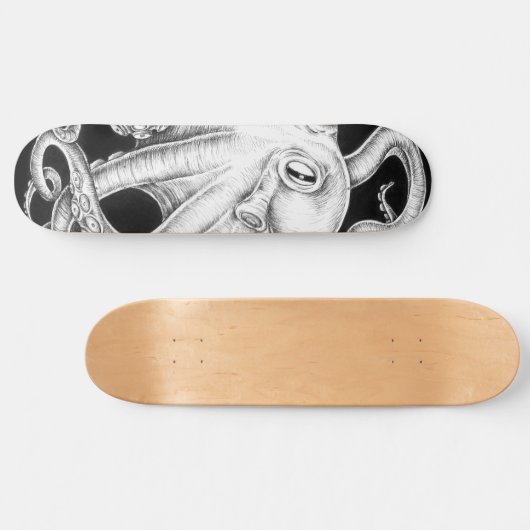 Octopus Black en White Ink Persoonlijk Skateboard (Horizontaal)