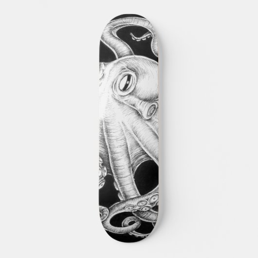Octopus Black en White Ink Persoonlijk Skateboard (Voorkant)