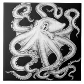 Octopus Black en White Ink Tegeltje (Voorkant)