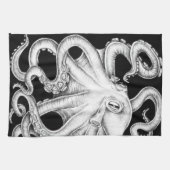 Octopus Black en White Ink Theedoek (Horizontaal)