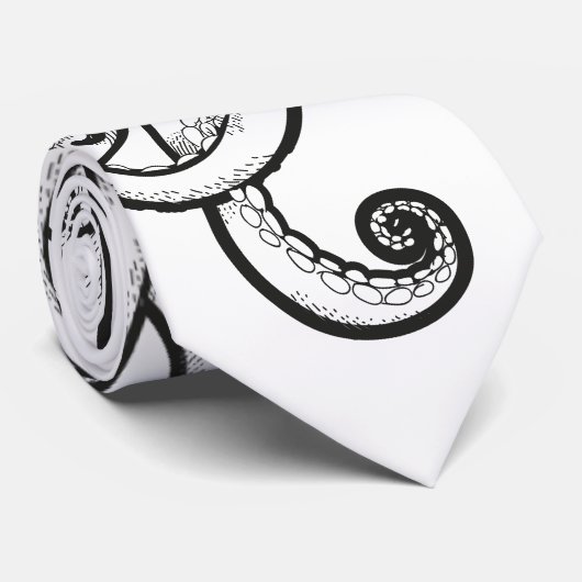 Octopus Black en White Stropdas (Opgerold)