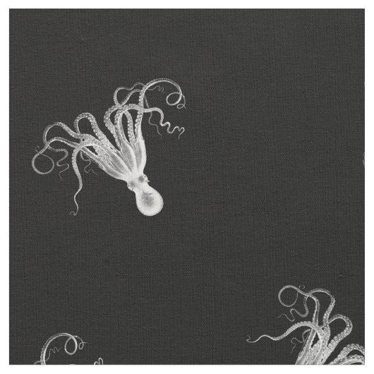  Octopus Black Toss Pattern Stof (Close Up)