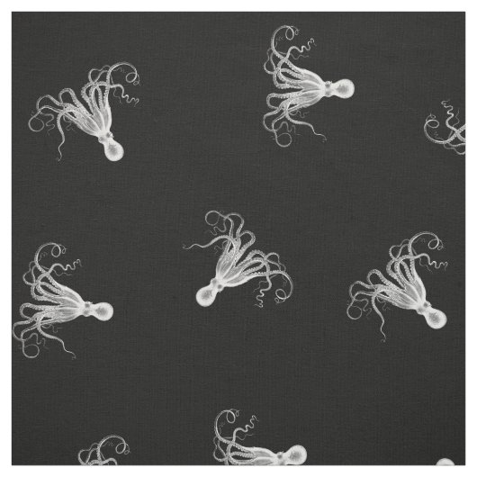 Octopus Black Toss Pattern Stof (Swatch)