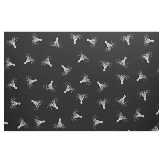 Octopus Black Toss Pattern Stof (Fat Quarter)
