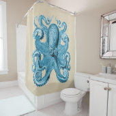 Octopus blauw  douchegordijn (In situ)