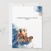 Octopus blauw oranje oceaan golven kust chic kaart (Achterkant)