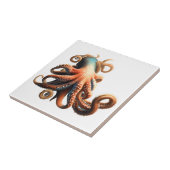 Octopus blauw sinaasappel 3D nautische strand them Tegeltje (Zijkant)