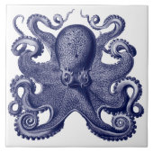 Octopus Blauw & Wit Tegeltje (Voorkant)