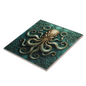 Octopus Blauwgroen en Copper Marine Life Aquatic Tegeltje (Zijkant)