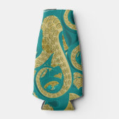 Octopus Blauwgroen Gold Bottle Cooler (Voorkant)