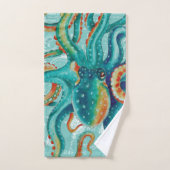 Octopus Blauwgroen Waterverf  kaart Bad Handdoek (Handdoek)
