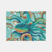 Octopus Blauwgroen Waterverf  kaart Fleece Deken (Voorkant (Horizontaal))