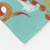 Octopus Blauwgroen Waterverf  kaart Fleece Deken (Hoek)