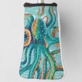 Octopus Blauwgroen Waterverf kaart Golfheadcover (Draai 90)