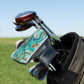 Octopus Blauwgroen Waterverf kaart Golfheadcover (Insitu)
