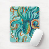 Octopus Blauwgroen Waterverf  kaart Muismat (Met muis)