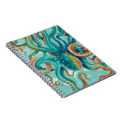 Octopus Blauwgroen Waterverf kaart Notitieboek (Rechterzijde)