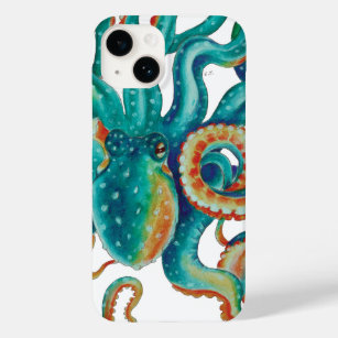 Octopus Blauwgroen Waterverf kunst Case-Mate iPhone 14 Hoesje