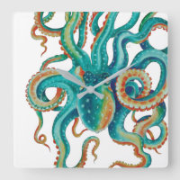 Octopus Blauwgroen Waterverf kunst