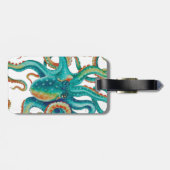 Octopus Blauwgroen Waterverf Tentakels Waterverf Bagagelabel (Achterkant horizontaal)