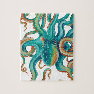 Octopus Blauwgroen Waterverf Tentakels Waterverf Legpuzzel