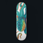 Octopus Blauwgroen Waterverf Tentakels Waterverf Persoonlijk Skateboard<br><div class="desc">octopus</div>