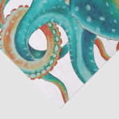 Octopus Blauwgroen Waterverf Tentakels Waterverf Tissuepapier (Detail)