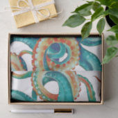 Octopus Blauwgroen Waterverf Tentakels Waterverf Tissuepapier (Geschenk)