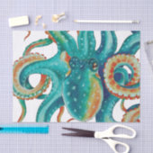 Octopus Blauwgroen Waterverf Tentakels Waterverf Tissuepapier (Craft)