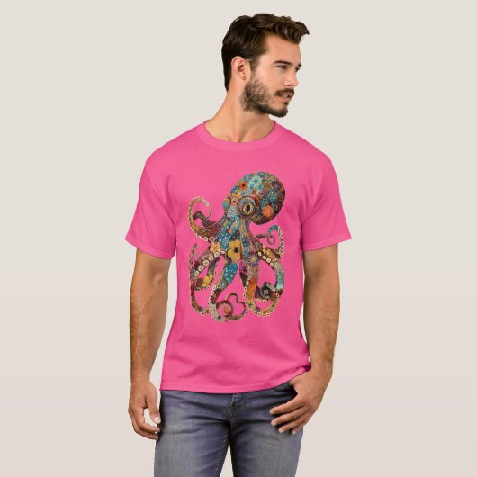 Octopus Bloemen Squid Kraken Scuba Diving T-shirt (Voorkant volledig)