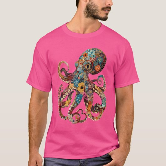 Octopus Bloemen Squid Kraken Scuba Diving T-shirt (Voorkant)