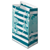Octopus Blue Bold Stripes Gift Bag Klein Cadeauzakje (Voorkant Gekanteld)