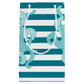 Octopus Blue Bold Stripes Gift Bag Klein Cadeauzakje (Voorkant)