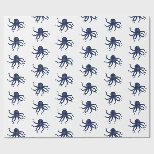 Octopus Blue Buffalo Play Holiday Cadeaupapier (Vlak)