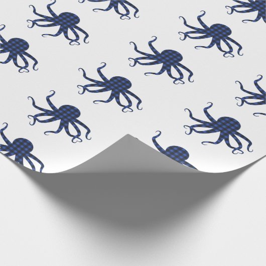 Octopus Blue Buffalo Play Holiday Cadeaupapier (Hoek)